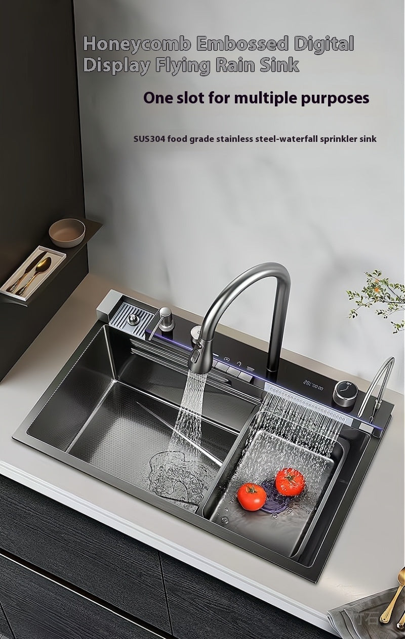 304 Thickened Honeycomb Embossed Household Digital Display Sink